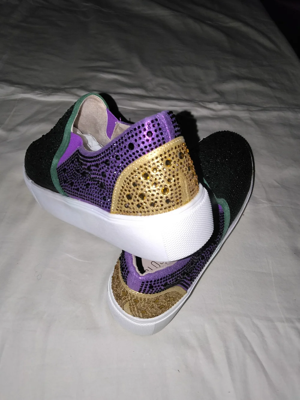 De Blossom Collection Green & Purple Crystal Slip-On Sneakers